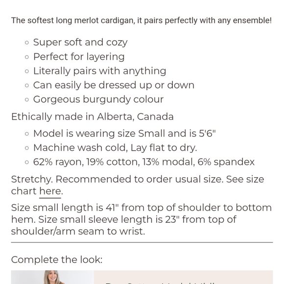 Ang Hill made in Canada Cardigan size S - Picture 4 of 4